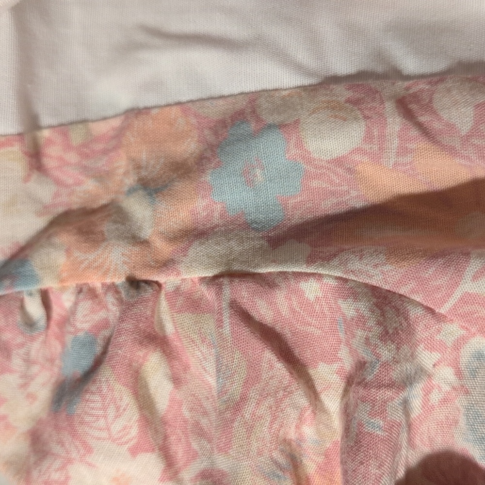 80s Vintage Pastel Pink Floral Print Girls Dress Ruffle Pleated - Picture 4 of 5